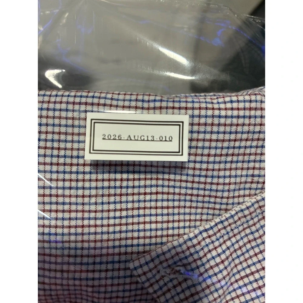Banana Republic Mens Standard Fit Short Sleeve Button Down Shirt Red Blue Check